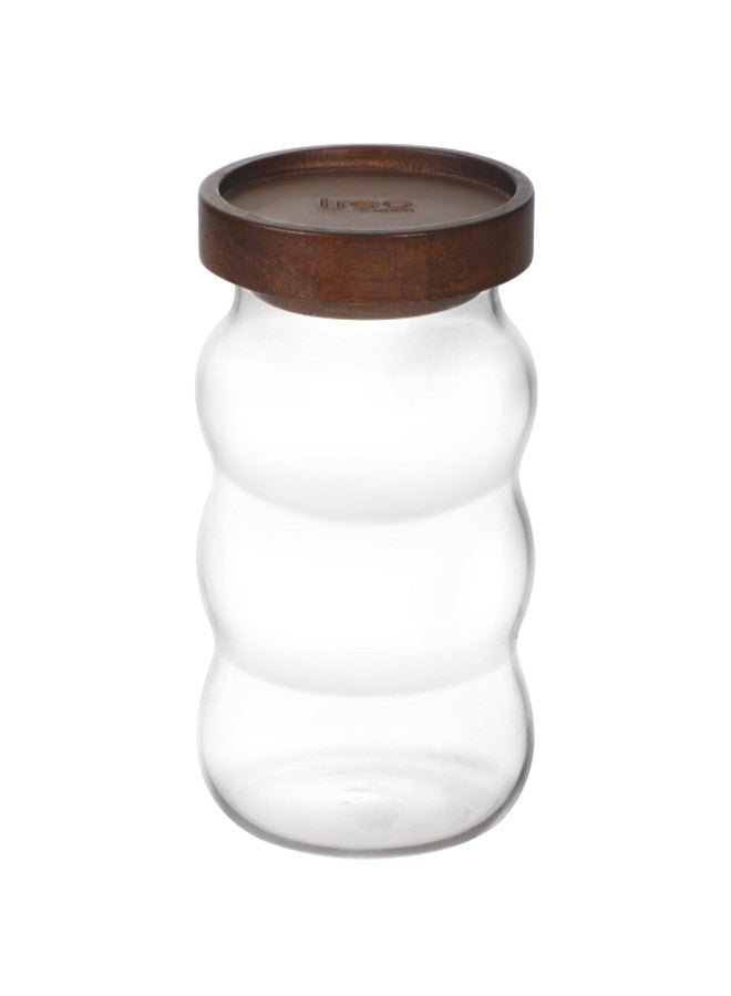 Treo by Milton Belly Storage Jar With Wooden lid, 500 ml, Transparent | Storage Jar | Refrigerator Safe | Air Tight | Dishwasher and Microwave Safe | Light Weight - Image 2